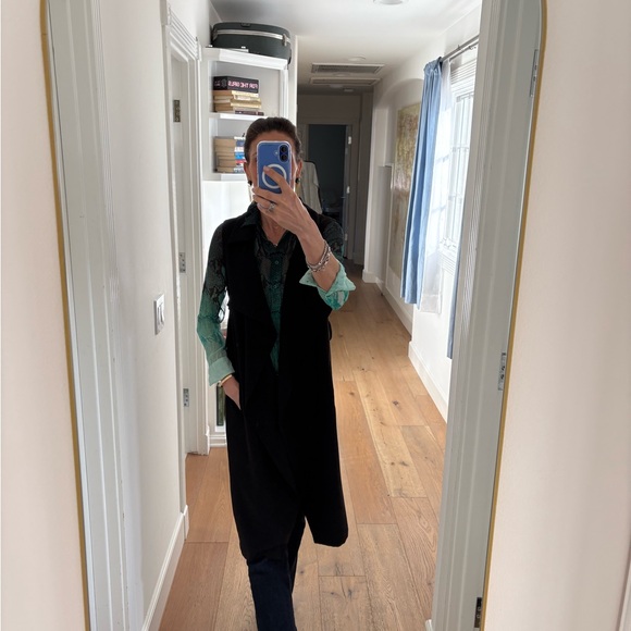 8PM Made in Italy Jolana Black Open Front Long Vest Size Small NWT - Picture 15 of 15